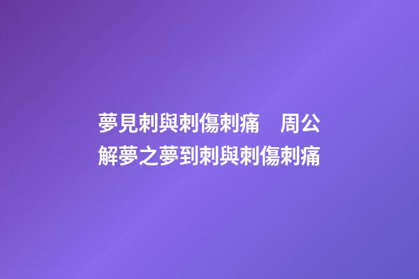 夢見刺與刺傷刺痛　周公解夢之夢到刺與刺傷刺痛